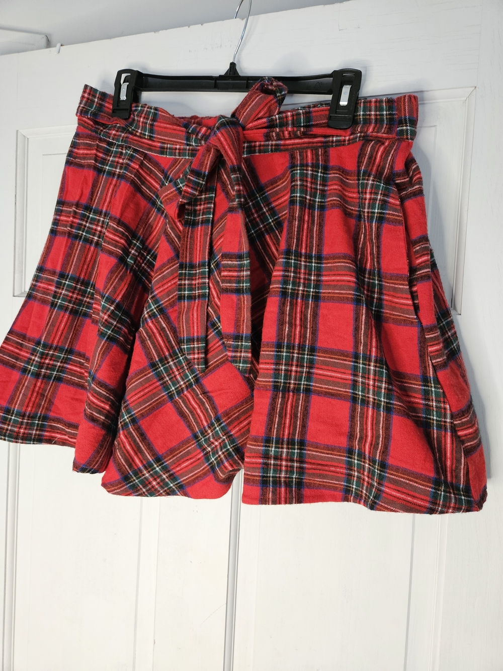 Red Plaid Tie-Waist Skirt. Perfect For Victorian Carrolers.#260